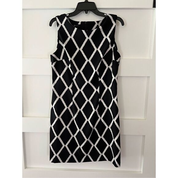 AB Studio Black and White Pattern Shift Dress size 12 - Picture 1 of 8